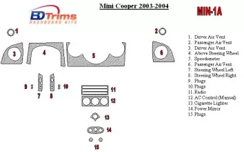 Mini Cooper 2003-2004 Voll Satz BD innenausstattung armaturendekor cockpit dekor