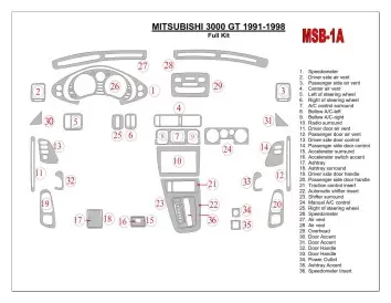 Mitsubishi 3000GT 1991-1998 Voll Satz BD innenausstattung armaturendekor cockpit dekor
