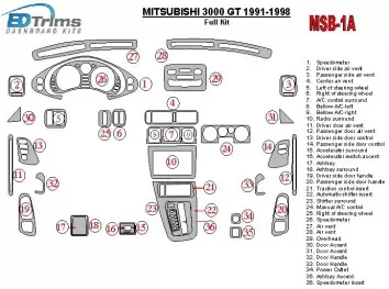 Mitsubishi 3000GT 1991-1998 Voll Satz BD innenausstattung armaturendekor cockpit dekor - 2- Cockpit Dekor Innenraum