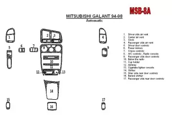 Mitsubishi Galant 1994-1998 Automatic Gear, 17 Parts set BD innenausstattung armaturendekor cockpit dekor - 1- Cockpit Dekor Inn
