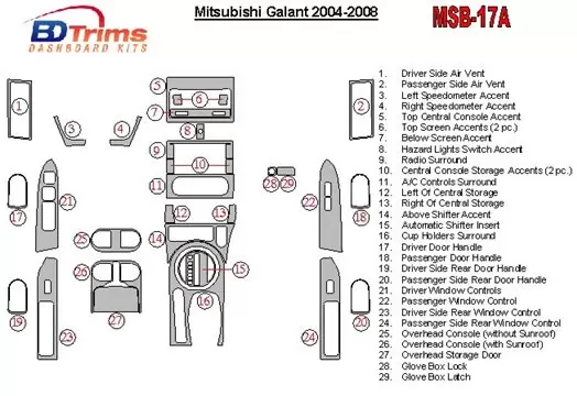 Mitsubishi Galant 2004-2008 With 6 CD Changer BD innenausstattung armaturendekor cockpit dekor - 1- Cockpit Dekor Innenraum