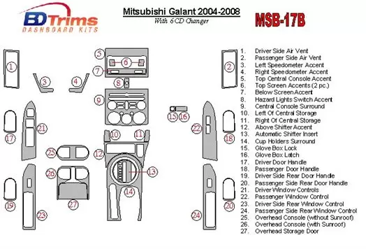 Mitsubishi Galant 2004-2008 With 6 CD Player BD innenausstattung armaturendekor cockpit dekor - 1- Cockpit Dekor Innenraum