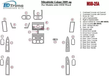 Mitsubishi Galant 2009-UP For Models With OEM Wood Kit BD innenausstattung armaturendekor cockpit dekor - 1- Cockpit Dekor Innen