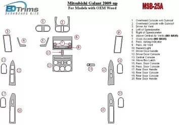 Mitsubishi Galant 2009-UP For Models With OEM Wood Kit BD innenausstattung armaturendekor cockpit dekor