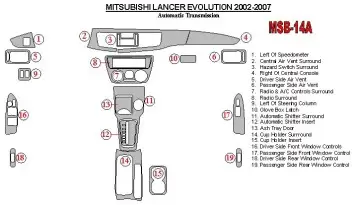 Mitsubishi Lancer Evolution 2002-2007 Automatic Gear BD innenausstattung armaturendekor cockpit dekor - 2- Cockpit Dekor Innenra