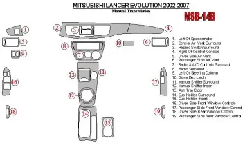 Mitsubishi Lancer Evolution 2002-2007 Manual Gear Box BD innenausstattung armaturendekor cockpit dekor - 2- Cockpit Dekor Innenr