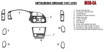 Mitsubishi Mirage 1997-2003 Voll Satz, 2 & 4 Doors BD innenausstattung armaturendekor cockpit dekor