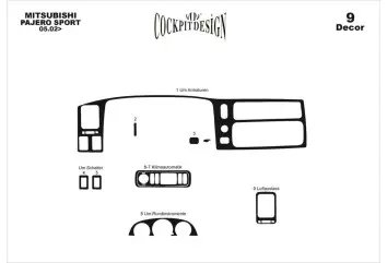 Mitsubishi Pajero Sport 2002 Mittelkonsole Armaturendekor Cockpit Dekor 9-Teilige - 2- Cockpit Dekor Innenraum