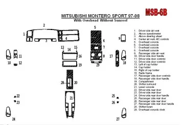 Mitsubishi Pajero Sport/Montero Sport 1998-2008 With Overhead, Without Sunroof, 29 Parts set BD innenausstattung armaturendekor 