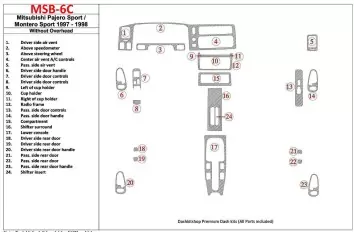 Mitsubishi Pajero Sport/Montero Sport 1998-2008 Without Overhead, 24 Parts set BD innenausstattung armaturendekor cockpit dekor