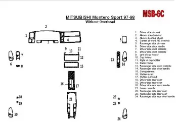 Mitsubishi Pajero Sport/Montero Sport 1998-2008 Without Overhead, 24 Parts set BD innenausstattung armaturendekor cockpit dekor 