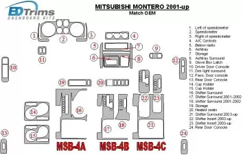 Mitsubishi Pajero/Montero 2000-2006 OEM Compliance BD innenausstattung armaturendekor cockpit dekor - 2- Cockpit Dekor Innenraum