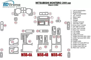 Mitsubishi Pajero/Montero 2000-2006 OEM Compliance BD innenausstattung armaturendekor cockpit dekor - 1- Cockpit Dekor Innenraum