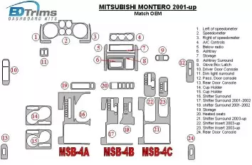 Mitsubishi Pajero/Montero 2000-2006 OEM Compliance BD innenausstattung armaturendekor cockpit dekor - 2- Cockpit Dekor Innenraum