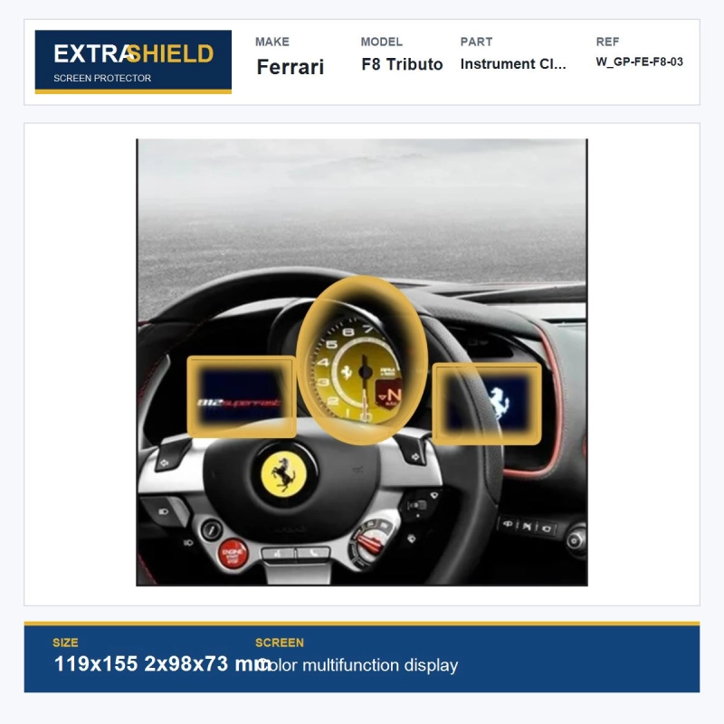 Ferrari F8 Tributo Instrument Cluster ExtraShield Screen Protector
