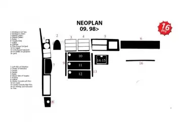 Neoplan StarLiner TH 516 01.1998 Mittelkonsole Armaturendekor Cockpit Dekor 16 -Teile