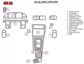 Nissan 240SX 1989-1994 Voll Satz BD innenausstattung armaturendekor cockpit dekor - 1- Cockpit Dekor Innenraum