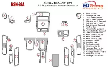 Nissan 240SX 1995-1998 Manual Gearbox or Automatic Gear BD innenausstattung armaturendekor cockpit dekor