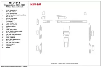 Nissan Altima 1993-1993 Automatic Gearbox, Without watches, Without OEM, 23 Parts set BD innenausstattung armaturendekor cockpit