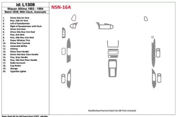 Nissan Altima 1993-1994 Automatic Gearbox, With watches, OEM Match, 19 Parts set BD innenausstattung armaturendekor cockpit deko