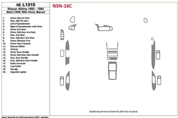 Nissan Altima 1993-1994 Manual Gearbox, With watches, OEM Match, 19 Parts set BD innenausstattung armaturendekor cockpit dekor