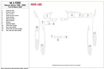 Nissan Altima 1998-2001 Voll Satz, OEM Compliance, 13 Parts set BD innenausstattung armaturendekor cockpit dekor