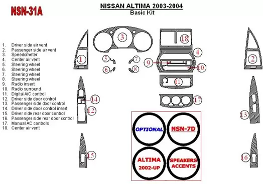 Nissan Altima 2003-2004 Grundset BD innenausstattung armaturendekor cockpit dekor - 1- Cockpit Dekor Innenraum Nissan Altima 2003-2004 Grundset BD innenausstattung armaturendekor cockpit dekor - 1- Cockpit Dekor Innenraum