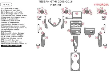 Nissan GT-R 2008-2016 Voll Satz Armaturenbrett-Innenverkleidungssatz, 39-tlg