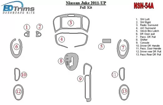 Nissan Juke 2011-UP BD innenausstattung armaturendekor cockpit dekor - 1- Cockpit Dekor Innenraum