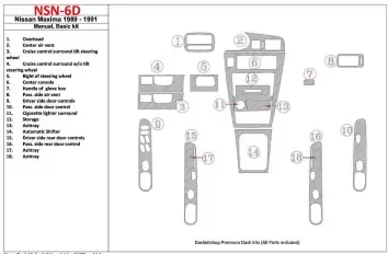 Nissan Maxima 1989-1991 Grundset, Manual Gearbox, 18 Parts set BD innenausstattung armaturendekor cockpit dekor