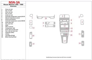 Nissan Maxima 1995-1999 Automatic Gearbox, 21 Parts set BD innenausstattung armaturendekor cockpit dekor