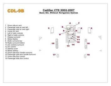 Cadillac CTS 2003-2007 Grundset, 18 Parts set BD innenausstattung armaturendekor cockpit dekor - 1- Cockpit Dekor Innenraum