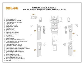 Cadillac CTS 2003-2007 Voll Satz BD innenausstattung armaturendekor cockpit dekor - 1- Cockpit Dekor Innenraum
