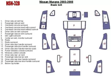 Nissan Murano 2003-2008 Grundset BD innenausstattung armaturendekor cockpit dekor - 2- Cockpit Dekor Innenraum