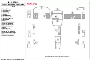 Nissan Pathfinder 1994-1995 Voll Satz, 21 Parts set BD innenausstattung armaturendekor cockpit dekor
