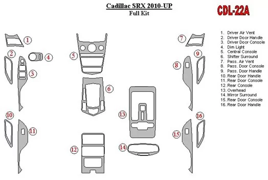 Cadillac SRX 2010-UP Voll Satz BD innenausstattung armaturendekor cockpit dekor - 1