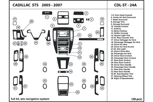Cadillac STS 2008-2012 Voll Satz, With NAVI, Without NAVI BD innenausstattung armaturendekor cockpit dekor - 1