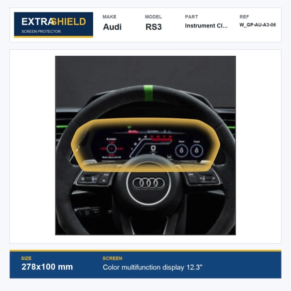 Audi RS3 Instrument Cluster ExtraShield Screen Protector