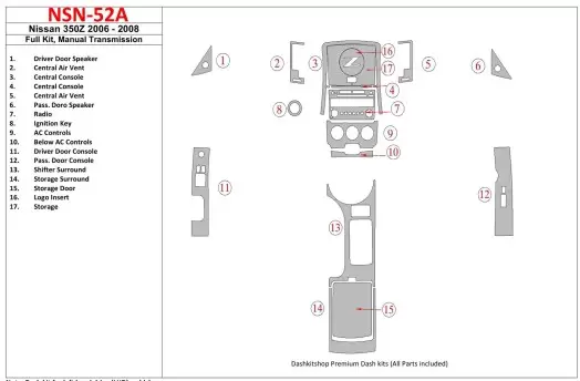 Nissan Z350 2006-2008 Voll Satz, Manual Gear Box BD innenausstattung armaturendekor cockpit dekor - 1- Cockpit Dekor Innenraum Nissan Z350 2006-2008 Voll Satz, Manual Gear Box BD innenausstattung armaturendekor cockpit dekor - 1- Cockpit Dekor Innenraum
