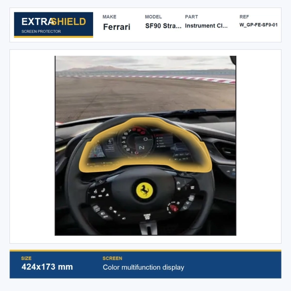 Ferrari SF90 Stradale Instrument Cluster ExtraShield Screen Protector