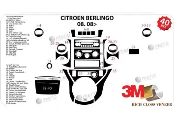 Peugeot Partner 2008 Mittelkonsole Armaturendekor Cockpit Dekor 40-Teilige - 2- Cockpit Dekor Innenraum