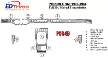 Porsche 968 1987-1994 Voll Satz, Manual Gear Box BD innenausstattung armaturendekor cockpit dekor - 3- Cockpit Dekor Innenraum