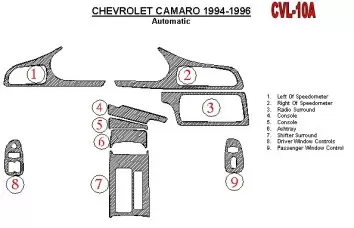 Chevrolet Camaro 1994-1996 Automatic Gearbox, 9 Parts set BD innenausstattung armaturendekor cockpit dekor