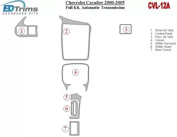 Chevrolet Cavalier 2000-2005 Voll Satz, Automatic Gear BD innenausstattung armaturendekor cockpit dekor
