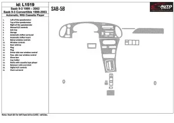 Saab 9-3 1999-2002 Automatic Gearbox, With Compact Casette player, Without OEM, 21 Parts set BD innenausstattung armaturendekor 
