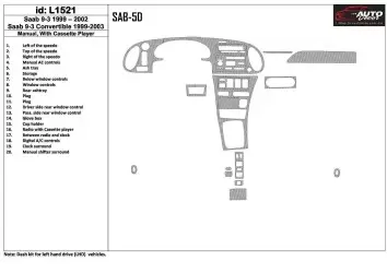 Saab 9-3 1999-2002 Manual Gearbox, With Compact Casette player, Without OEM, 20 Parts set BD innenausstattung armaturendekor coc