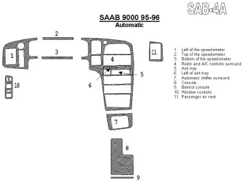 Saab 9000 1995-1996 Automatic Gearbox, 11 Parts set BD innenausstattung armaturendekor cockpit dekor - 2- Cockpit Dekor Innenrau