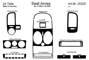 Seat Arosa 01-05 Mittelkonsole Armaturendekor Cockpit Dekor 24-Teilige - 2- Cockpit Dekor Innenraum