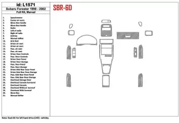 Subaru Forester 1998-2002 Manual Gearbox, Voll Satz, 31 Parts set BD innenausstattung armaturendekor cockpit dekor