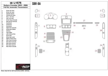 Subaru Forester 2003-2006 Voll Satz, Automatic Gear BD innenausstattung armaturendekor cockpit dekor